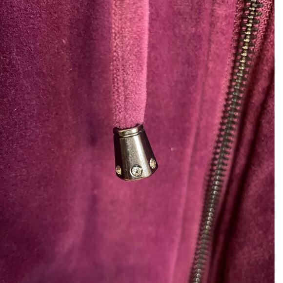 Cable & Gauge Studio Velvet Hoodie Jacket Full Zip Sz M Pockets Y2K Raspberry - Picture 6 of 10